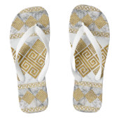 Greek Meander - Greek Key White Marble and Gold Teenslippers (Voetbed)