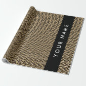 Greek Meander Key Brown, Jouw naam, Personaliseer Cadeaupapier (Uitgerold)