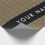 Greek Meander Key Brown, Jouw naam, Personaliseer Cadeaupapier (Hoek)