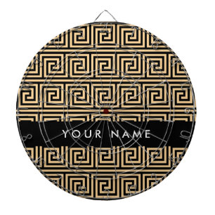 Greek Meander Key Brown, Jouw naam, Personaliseer Dartbord