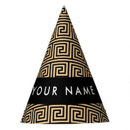 Greek Meander Key Brown, Jouw naam, Personaliseer Feesthoedjes