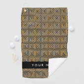 Greek Meander Key Brown, Jouw naam, Personaliseer Golfhanddoek (Insitu)