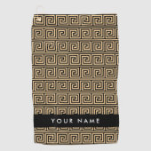 Greek Meander Key Brown, Jouw naam, Personaliseer Golfhanddoek (Voorkant)