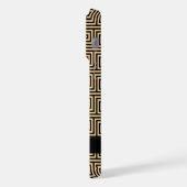 Greek Meander Key Brown, Jouw naam, Personaliseer iPhone Hoesje (Linkerkant)