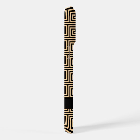 Greek Meander Key Brown, Jouw naam, Personaliseer iPhone Hoesje (Rechterkant)