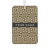 Greek Meander Key Brown, Jouw naam, Personaliseer Luchtverfrisser (Achterkant)
