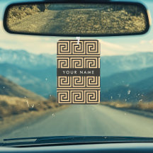 Greek Meander Key Brown, Jouw naam, Personaliseer