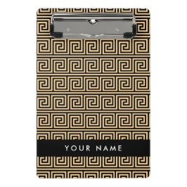Greek Meander Key Brown, Jouw naam, Personaliseer Mini Klembord
