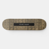 Greek Meander Key Brown, Jouw naam, Personaliseer Persoonlijk Skateboard (Horizontaal)