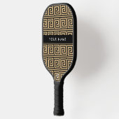 Greek Meander Key Brown, Jouw naam, Personaliseer Pickleball Paddle (Links)