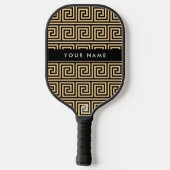 Greek Meander Key Brown, Jouw naam, Personaliseer Pickleball Paddle (Achterkant)