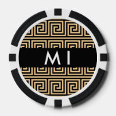 Greek Meander Key Brown, Jouw naam, Personaliseer Poker Chips (Voorkant)
