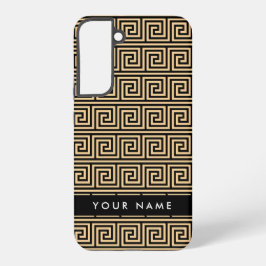 Greek Meander Key Brown, Jouw naam, Personaliseer Samsung Galaxy Hoesje