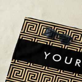 Greek Meander Key Brown, Jouw naam, Personaliseer Strandlaken