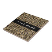 Greek Meander Key Brown, Jouw naam, Personaliseer Tegeltje (Zijkant)