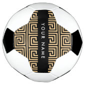 Greek Meander Key Brown, Jouw naam, Personaliseer Voetbal (Gedraaid)