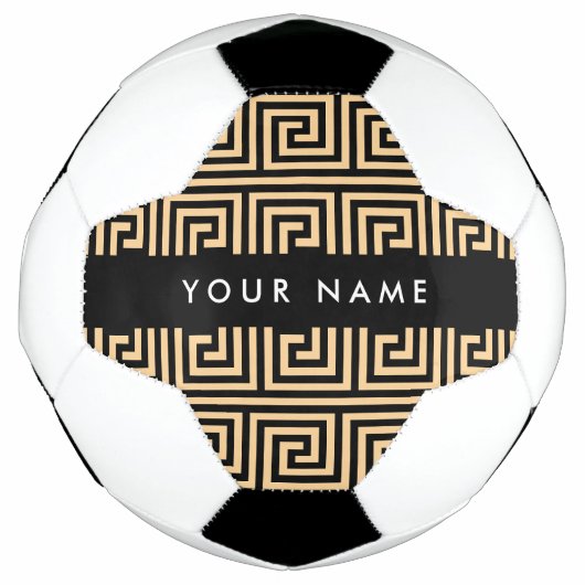 Greek Meander Key Brown, Jouw naam, Personaliseer Voetbal (Voorkant)
