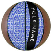 Greek Meander Key H Blauw, Jouw naam, Personalisee Basketbal (Verticaal)