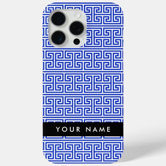 Greek Meander Key H Blauw, Jouw naam, Personalisee Case-Mate iPhone Case (Achterkant)
