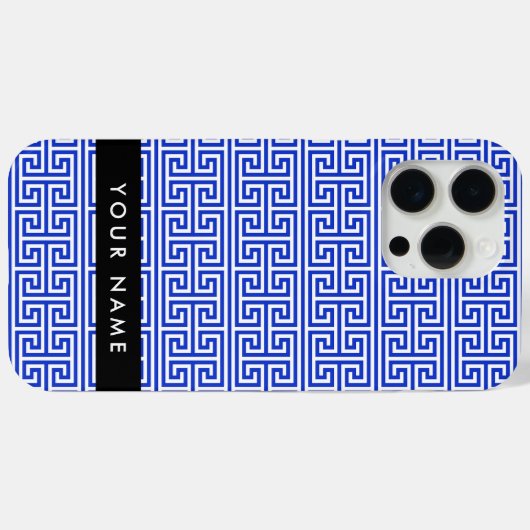 Greek Meander Key H Blauw, Jouw naam, Personalisee Case-Mate iPhone Case (Achterkant (horizontaal))