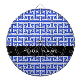 Greek Meander Key H Blauw, Jouw naam, Personalisee Dartbord