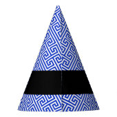 Greek Meander Key H Blauw, Jouw naam, Personalisee Feesthoedjes (Achterkant)