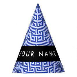 Greek Meander Key H Blauw, Jouw naam, Personalisee Feesthoedjes