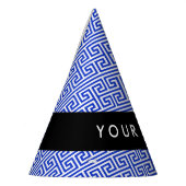 Greek Meander Key H Blauw, Jouw naam, Personalisee Feesthoedjes (Links)