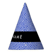 Greek Meander Key H Blauw, Jouw naam, Personalisee Feesthoedjes (Rechts)