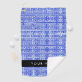 Greek Meander Key H Blauw, Jouw naam, Personalisee Golfhanddoek (Insitu)