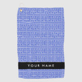 Greek Meander Key H Blauw, Jouw naam, Personalisee Golfhanddoek (Voorkant)