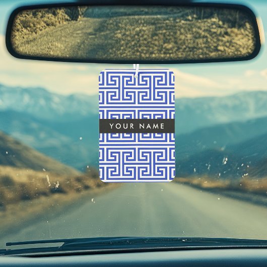 Greek Meander Key H Blauw, Jouw naam, Personalisee Luchtverfrisser