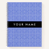 Greek Meander Key H Blauw, Jouw naam, Personalisee Notitieboek (Voorkant)