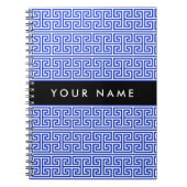 Greek Meander Key H Blauw, Jouw naam, Personalisee Notitieboek (Voorkant)