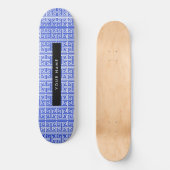 Greek Meander Key H Blauw, Jouw naam, Personalisee Persoonlijk Skateboard (Voorkant)