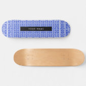 Greek Meander Key H Blauw, Jouw naam, Personalisee Persoonlijk Skateboard (Horizontaal)