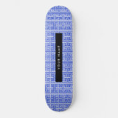 Greek Meander Key H Blauw, Jouw naam, Personalisee Persoonlijk Skateboard (Voorkant)