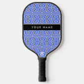 Greek Meander Key H Blauw, Jouw naam, Personalisee Pickleball Paddle (Voorkant)