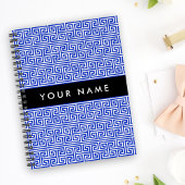 Greek Meander Key H Blauw, Jouw naam, Personalisee Planner