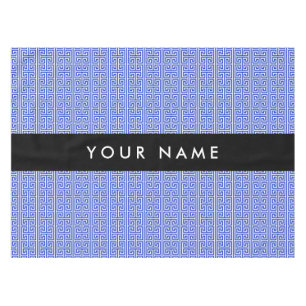 Greek Meander Key H Blauw, Jouw naam, Personalisee Tafelkleed