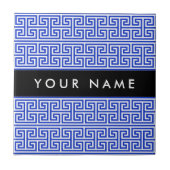 Greek Meander Key H Blauw, Jouw naam, Personalisee Tegeltje (Voorkant)