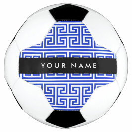 Greek Meander Key H Blauw, Jouw naam, Personalisee Voetbal