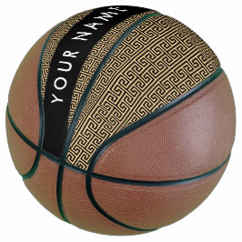 Greek Meander Key H Brown, Jouw naam, Personalisee Basketbal