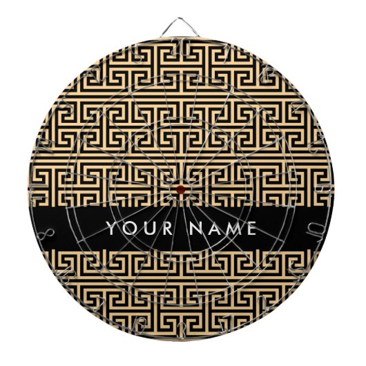 Greek Meander Key H Brown, Jouw naam, Personalisee Dartbord (Voorkant)
