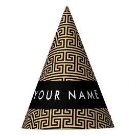 Greek Meander Key H Brown, Jouw naam, Personalisee Feesthoedjes