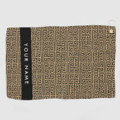Greek Meander Key H Brown, Jouw naam, Personalisee Golfhanddoek (Horizontaal)