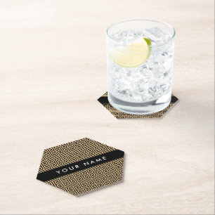 Greek Meander Key H Brown, Jouw naam, Personalisee Kartonnen Onderzetters