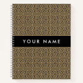 Greek Meander Key H Brown, Jouw naam, Personalisee Notitieboek (Voorkant)