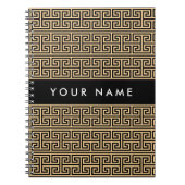 Greek Meander Key H Brown, Jouw naam, Personalisee Notitieboek (Voorkant)