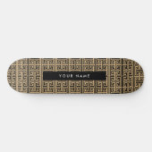 Greek Meander Key H Brown, Jouw naam, Personalisee Persoonlijk Skateboard (Horizontaal)